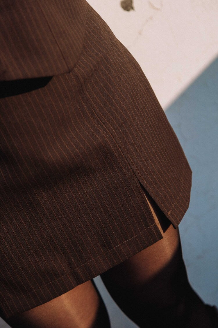 Falda Francisca rayas café