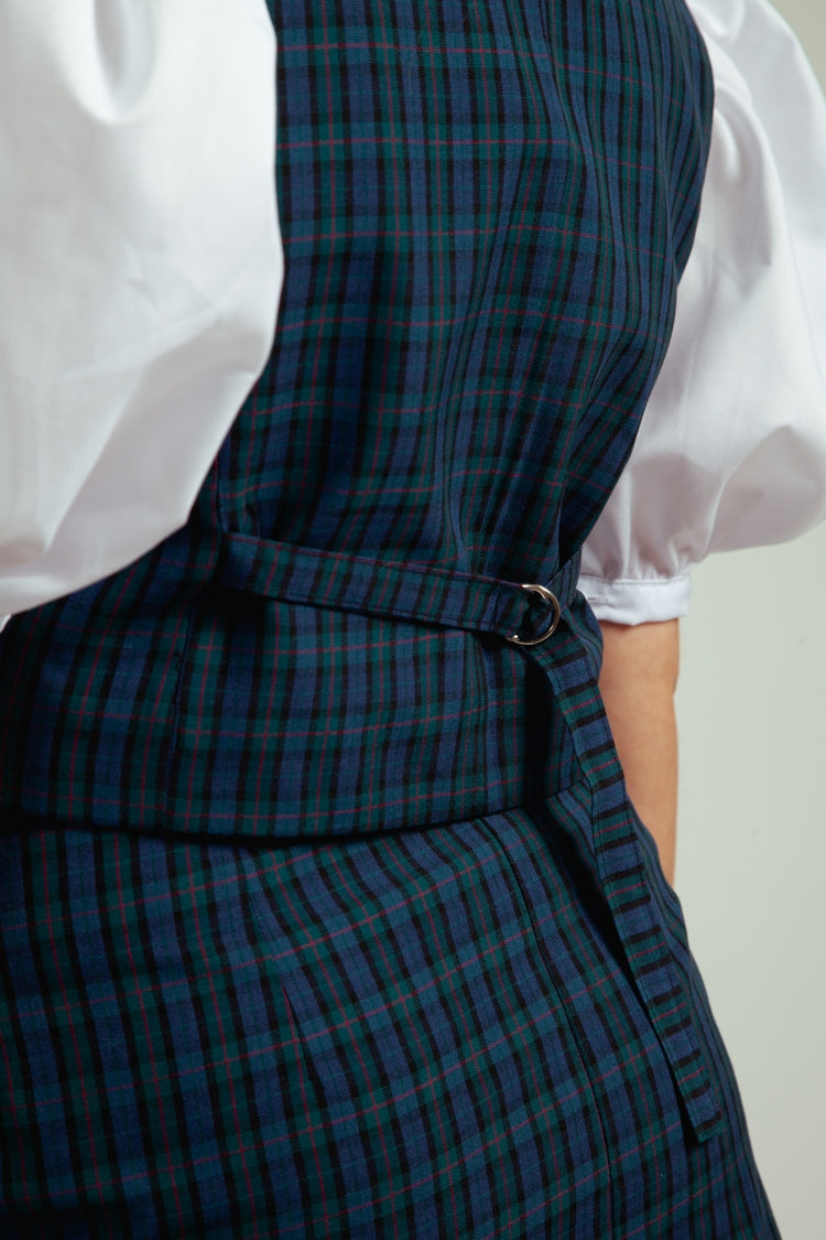 Gilet Colomba Cuadrillé Verde con Azul