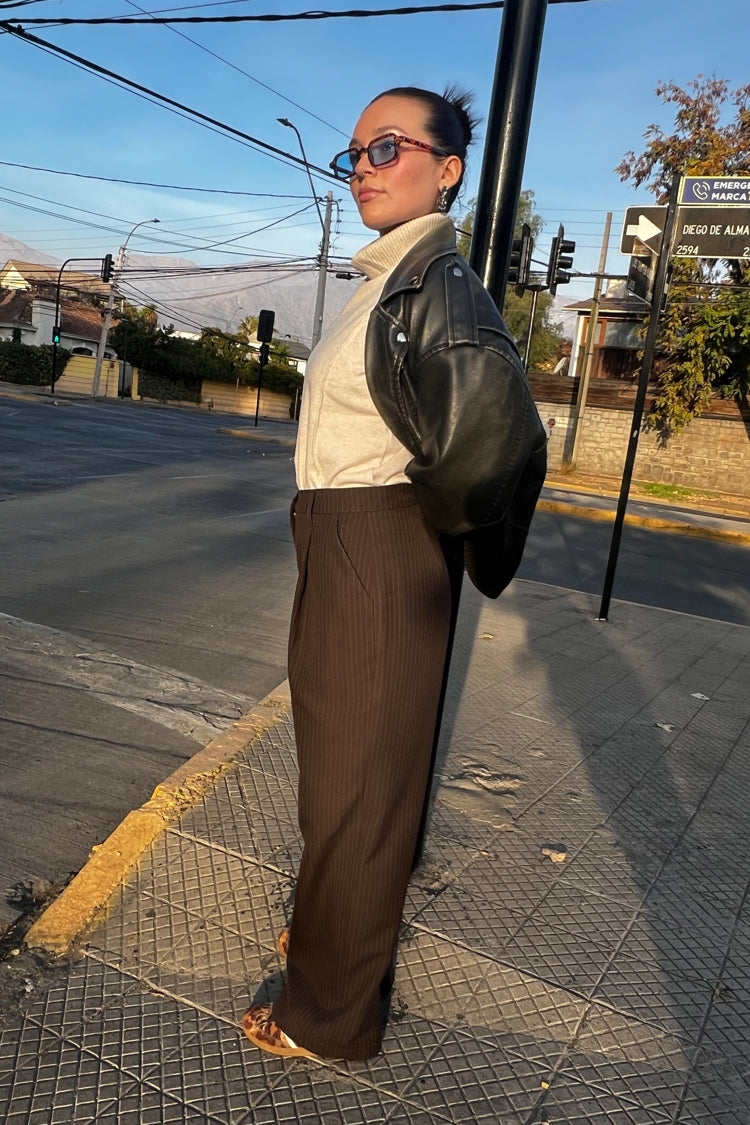 Pantalón Florencia Rayas Café