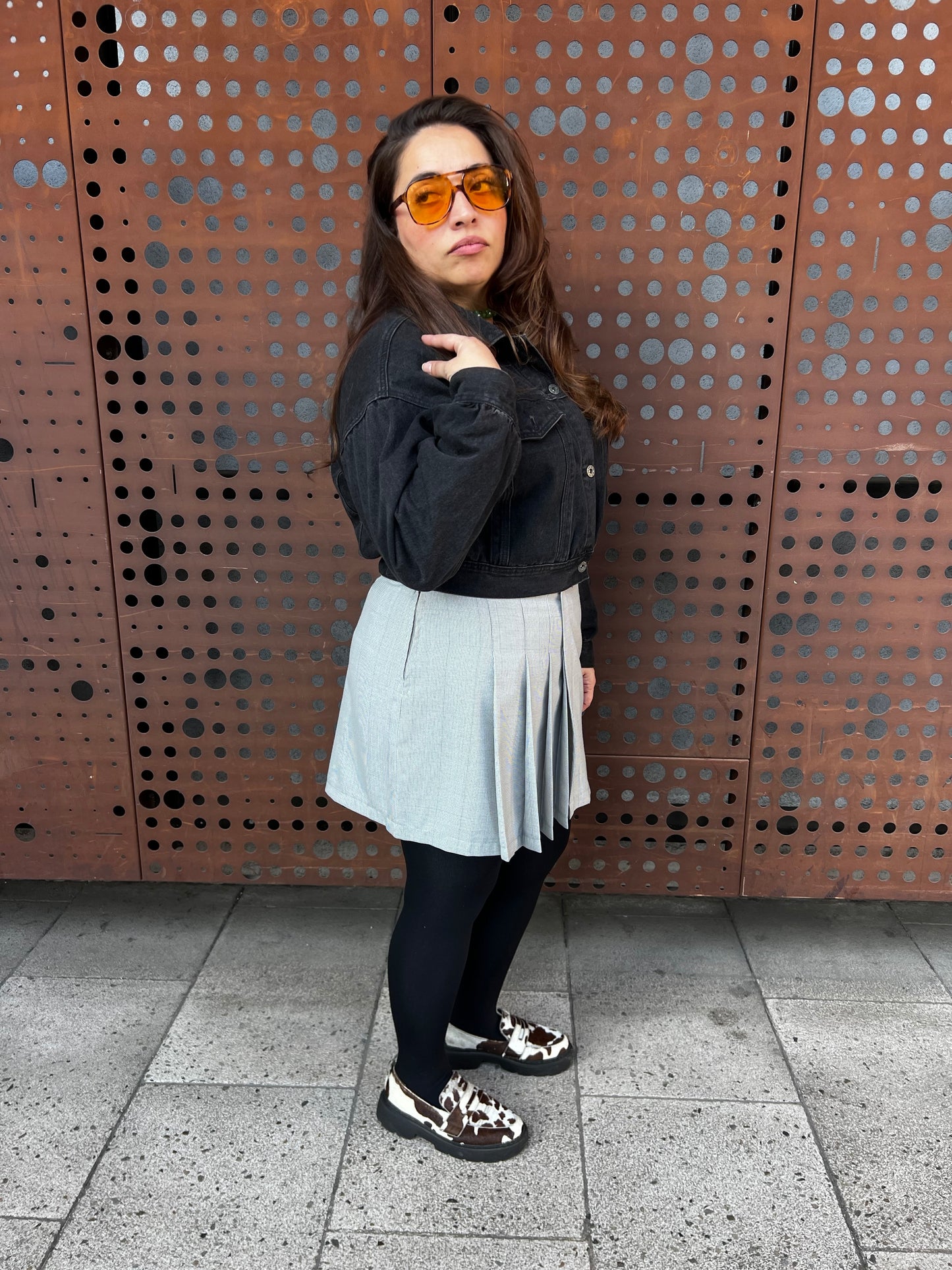 Falda Claudina Gris Cuadros