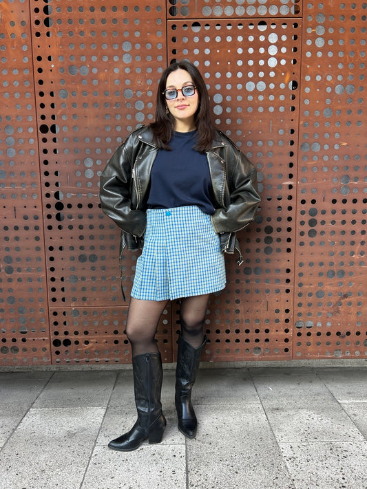 Falda Claudina Cuadrille Amarillo y Azul