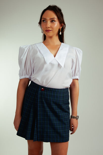 Falda Claudina Cuadrille Verde y Azul