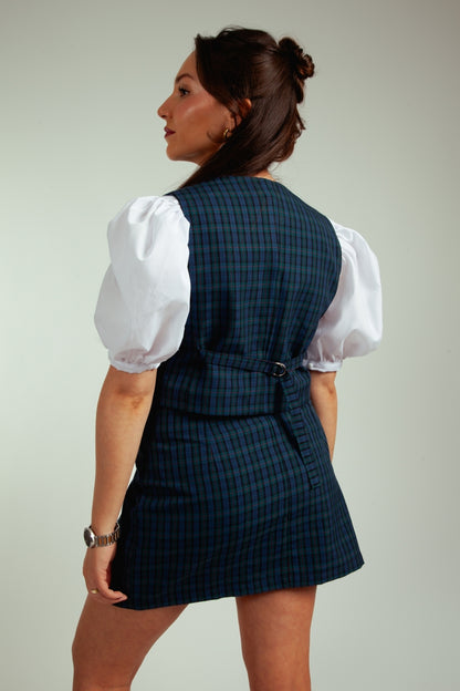 Falda Claudina Cuadrille Verde y Azul