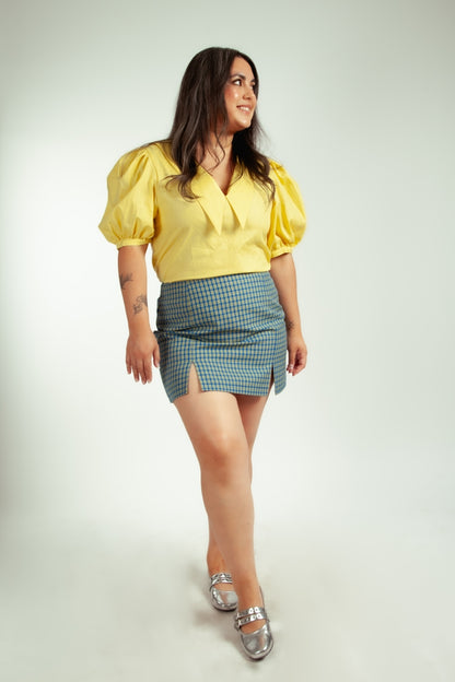 Falda Francisca Cuadrille Amarillo y Azul