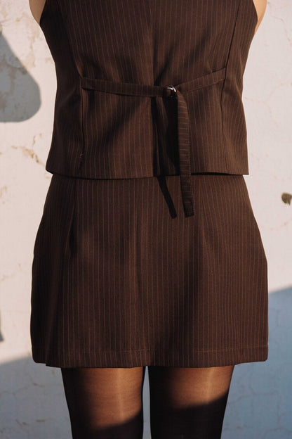 Falda Francisca rayas café