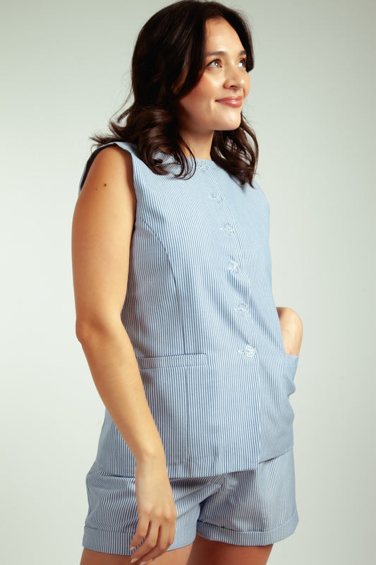 Gilet Rocío Rayas Celestes