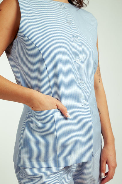 Gilet Rocío Rayas Celestes