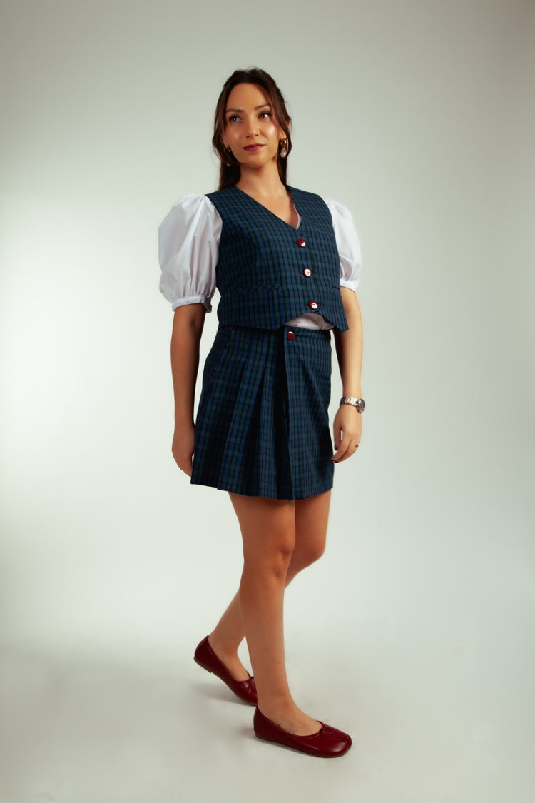 Gilet Colomba Cuadrillé Verde con Azul