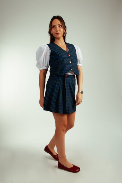 Gilet Colomba Cuadrillé Verde con Azul