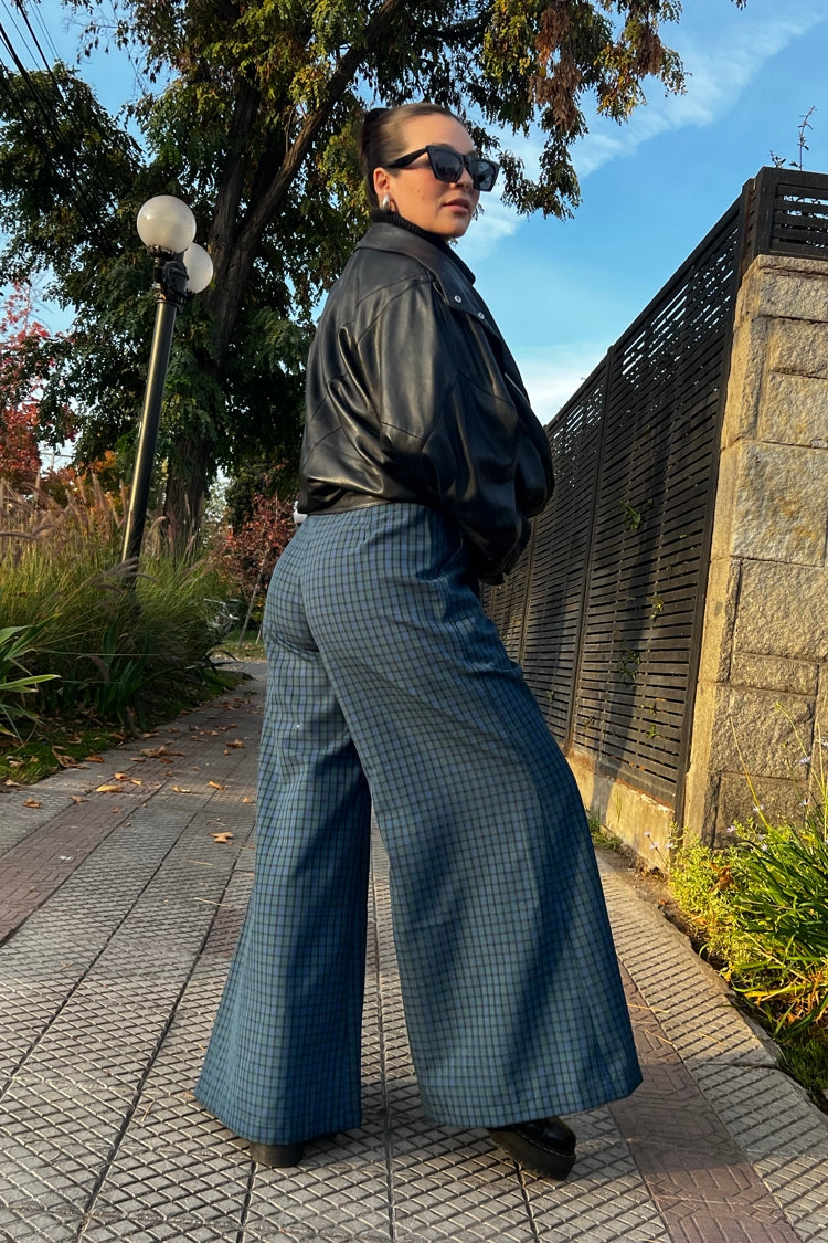 Pantalón Cecilia Cuadrillé Verde y Azul