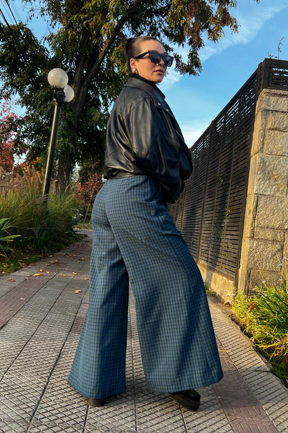 Pantalón Cecilia Cuadrillé Verde y Azul