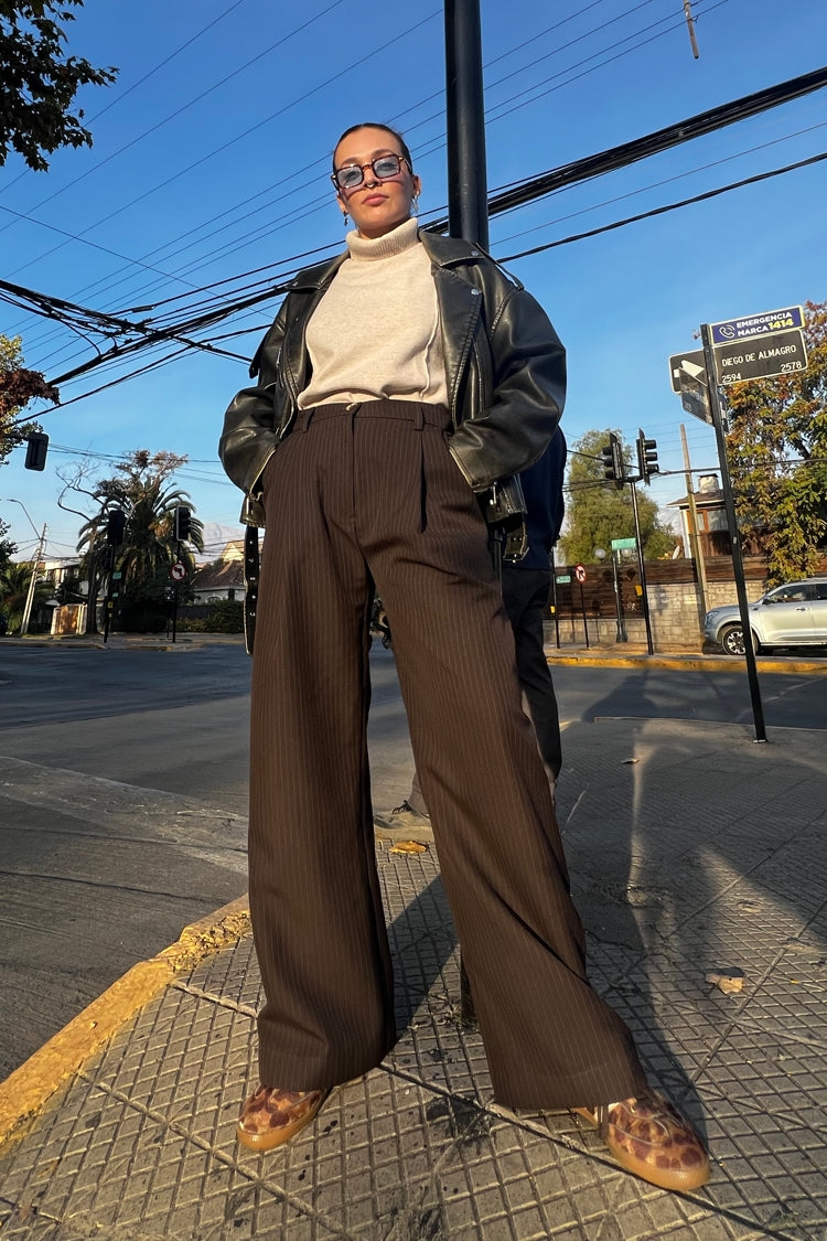 Pantalón Florencia Rayas Café