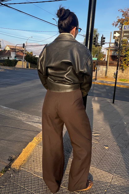 Pantalón Florencia Rayas Café