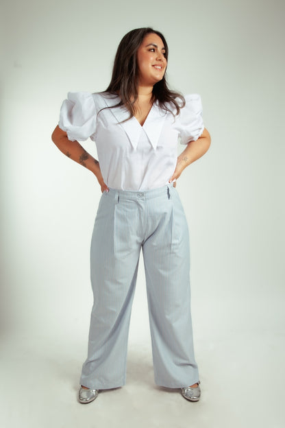 Pantalón Florencia Rayas Rosadas y Celestes