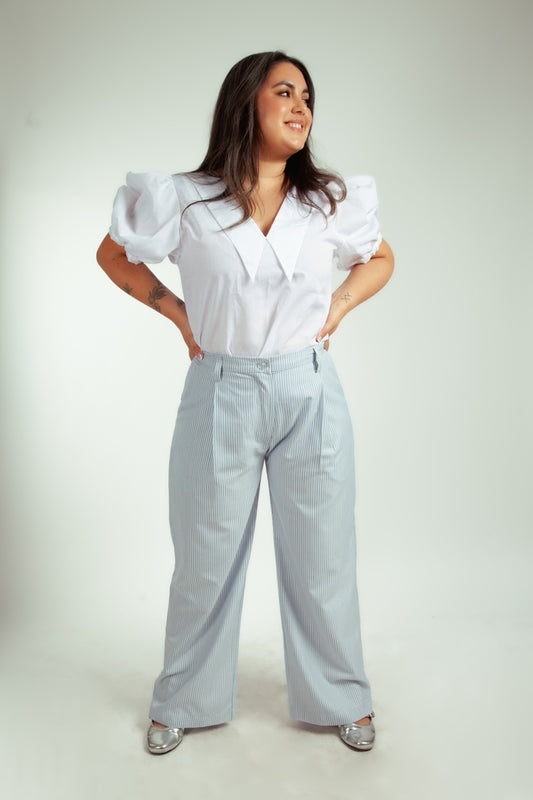 Pantalón Florencia Rayas Rosadas y Celestes