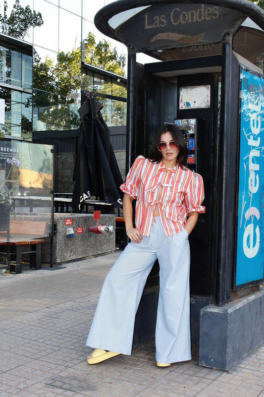 Pantalón Cecilia Rayas Celeste